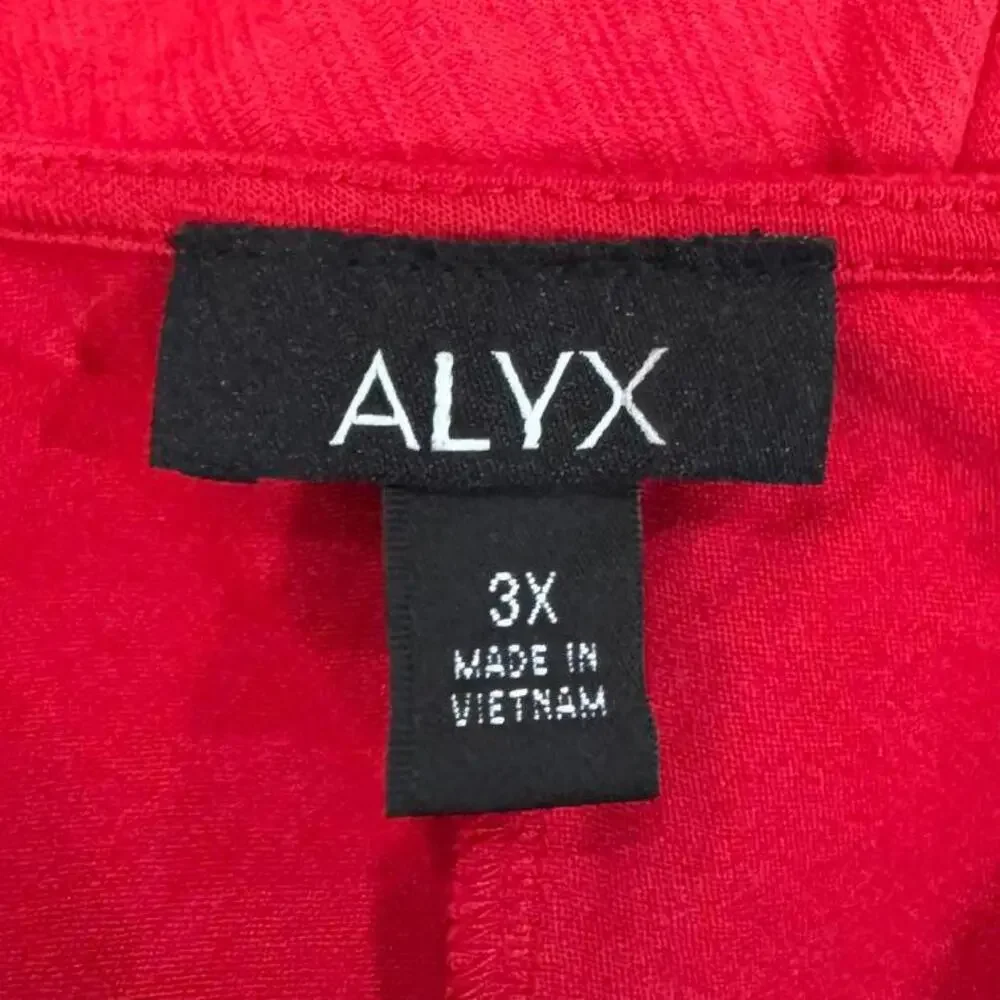 Alyx Red Lattice Ruched Sleeves Shark Bite Hem Top Plus Size 3X - Picture 5 of 5
